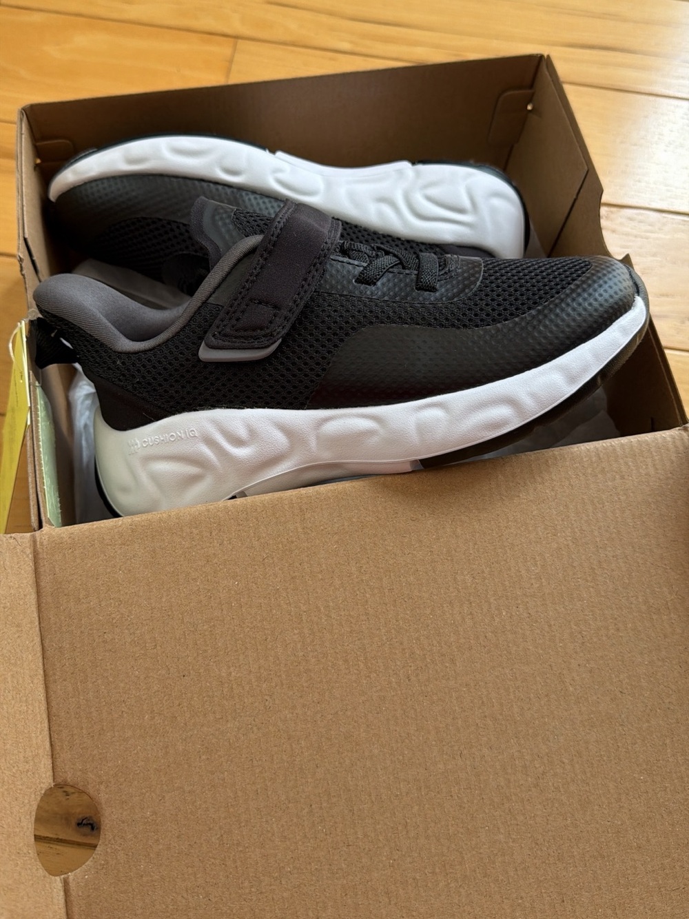 all in motion Black and White Kids Athletic Sneakers with Hook-and-Loop Strap